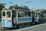 Postcard: Gothenburg 12 (Lisebergslinjen) with railcar 43 on Örgrytevägen (1985)