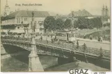 Postcard: Graz tram line 1  on Hauptbrücke (1900)