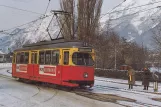 Postcard: Innsbruck tram line 1 with railcar 65 by Stubaitalbahnhof (1986)