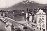 Postcard: Lucerne tram line 1  near Seebrücke (1955)