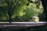 Postcard: Malmö Museum line with museum tram 20 at Linnéplatsen (1991)