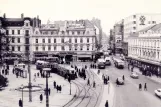 Postcard: Malmö tram line 4 at Gustav Adolfs Torv (1967)