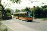 Postcard: Norrköping tram line 3 with low-floor articulated tram 21 "Bremen" at Almstaplan (2003)