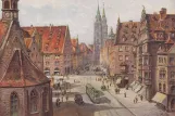 Postcard: Nuremberg near Lorenzkirche/Königstraße (1925)