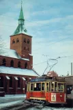 Postcard: Odense Hovedlinie with railcar 4 on Skomagersstræde (1952)