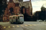 Postcard: Oslo tram line 5 with railcar 35 near Sagene (1962)