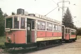 Postcard: Prague railcar 357 in front of Vozovna Střešovise (1980)