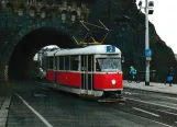 Postcard: Prague railcar 5002 in front of Vyšehradského tunelu (2005)