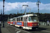 Postcard: Prague tram line 17 with railcar 6826 on Čechův most (1996)