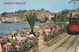 Postcard: Sóller tram line with railcar 2 in Port de Sóller (1965)