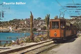 Postcard: Sóller tram line with railcar 4 in Port de Sóller (1963)