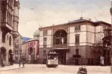 Postcard: Stuttgart railcar 173 by Schwimmbad, Liederhalle (1896)