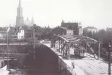 Postcard: Ulm tram line 1 with railcar 5 on Zinglerbrücke (1906)