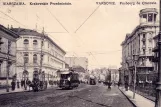 Postcard: Warsaw tram line 9 with railcar 107 on Krakowskie Przedmieście (1908)