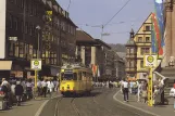 Postcard: Würzburg tram line 4 with articulated tram 271 at Dom (1986)