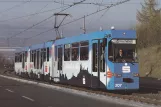 Postcard: Würzburg tram line 5 with articulated tram 207 at Berner Str. (1989)