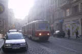 Prague tram line 14 with railcar 8428 on Vodičkova (2005)