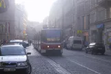 Prague tram line 24 with articulated tram 9016 on Vodičkova (2005)