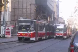 Prague tram line 24 with articulated tram 9039 on Vodičkova (2005)