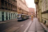 Prague tram line 5 with railcar 7262 at Dláźděná (2001)