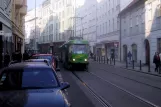 Prague tram line 9 with railcar 7248 on Spálená (2005)