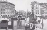 Prescription envelope: Copenhagen steam tram line with open sidecar 16 on Trianglen (1886-1888)