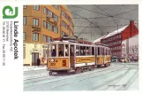 Prescription envelope: Copenhagen tram line 5 with railcar 320 at Brønshøj (1995)