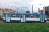 Riga tram line 2 with railcar 30122 in the intersection 13.janvāra iela/Aspazijas bulvāris (2012)