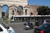 Rome tram line 19 with low-floor articulated tram 9103 at Gerani (2010)