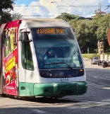 Rome tram line 3 with low-floor articulated tram 9235 near Villa Borghese (2020)