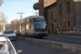 Rome tram line 8 with low-floor articulated tram 9235, side view Trastevere / Min Istruzione (2010)