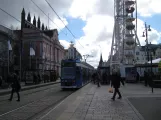 Rostock extra line 2 with low-floor articulated tram 654 at Neuer Markt (2015)