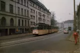 Rostock tram line 12  on Friedrich-Engels-Platz (1987)