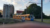 Rostock tram line 5 with low-floor articulated tram 601 on Neuer Markt (2022)