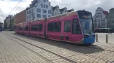 Rostock tram line 5 with low-floor articulated tram 609 on Neuer Markt (2022)