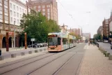 Rostock tram line 5 with low-floor articulated tram 656 at Lange Straße (2006)