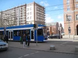 Rostock tram line 5 with low-floor articulated tram 665 near Lange Str. (2015)