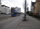 Rostock tram line 6 with low-floor articulated tram 664 on Wilhelm-Külz-Platz (2015)