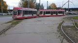 Saint Petersburg tram line 6 with railcar 3710 at Korablestroiteley (2017)