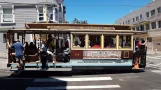 San Francisco cable car Powell-Hyde with cable car 14 in the intersection Jackson Street/Mason Street (2021)