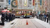 San Francisco cable car Powell-Hyde with cable car 21 at Market & Powell (2019)