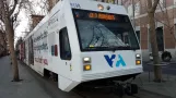 San Jose Green Line with low-floor articulated tram 919 close by San Antonio (2021)