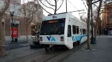 San Jose Green Line with low-floor articulated tram 991 near San Antonio (2021)