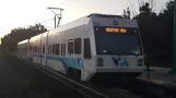 Santa Clara Orange Line with low-floor articulated tram 987 at Mountain View (2019)