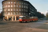 Schwerin tram line 1 with railcar 211 on Bürgermeister-Bade-Platz (1987)