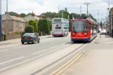 Sheffield Purple Route with low-floor articulated tram 105 on City Road (2011)