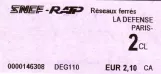 Single ticket for Régie Autonome des Transports Parisiens (RATP) (2007)