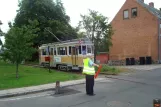 Skælskør museum line with railcar 608 near Havnepladsen (2011)