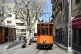 Sóller tram line with railcar 2 on Plaça d'Espanya (2006)