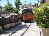 Sóller tram line with railcar 21 on Plaça de sa Constitució (2013)